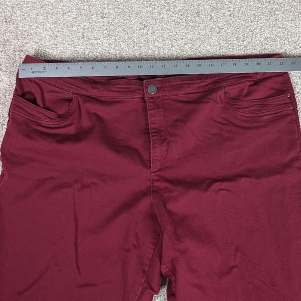 CJ Banks Women's Burgundy Mid Rise Cropped Straight Leg Pants Size‎ 24W - Picture 7 of 8